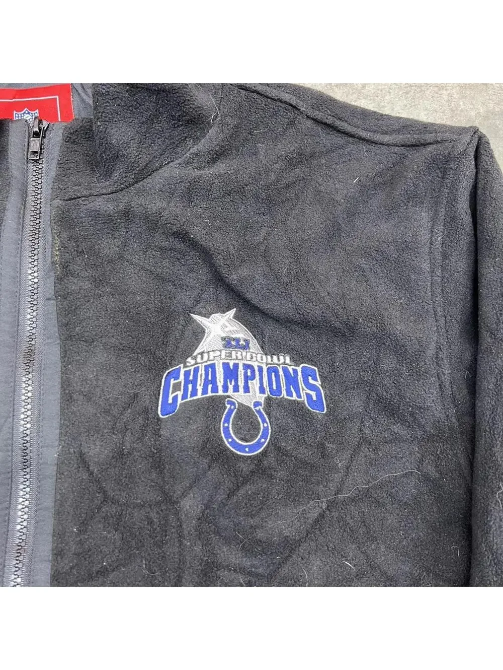 vintage indianapolis colts super bowl champions black fleece jacket size xl
